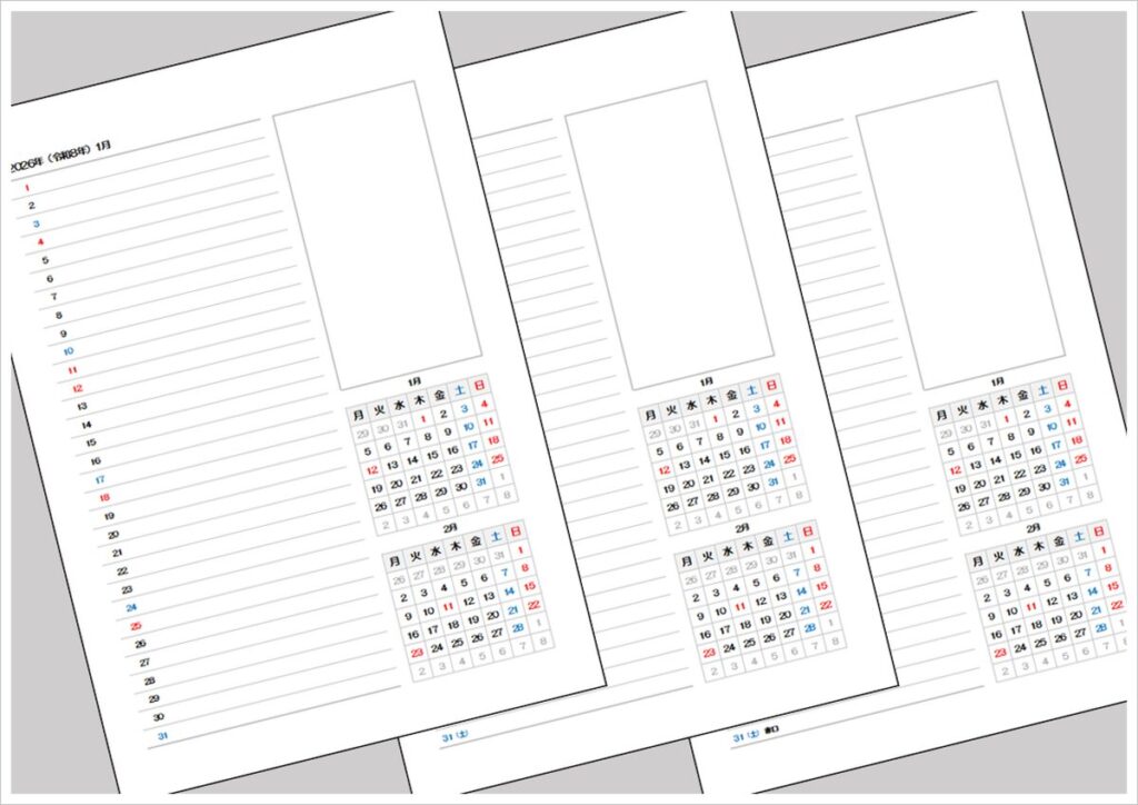 2026年 月曜始まり 2ヶ月表示 月間スケジュールカレンダー｜A4縦・Excel無料テンプレート